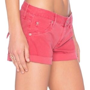 HUDSON SHORTS RED CUFFED  STONEWASHED SIZE 25